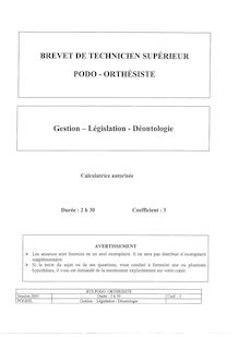 Gestion - législation - déontologie 2003 BTS Podo - orthésiste