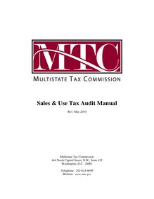 MTC Sales & Use Tax Audit Manual PUBLIC DRAFT