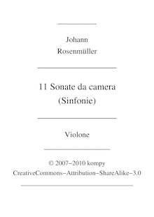 Partition grande viole (Basses), Sonate e Sinfonie da camera, Rosenmüller, Johann