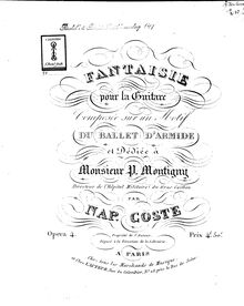 Score, Fantaisie sur un Motif du  Ballet d Armide , Op.4, Coste, Napoléon
