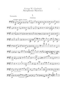 Partition violoncelles, symphonique sketches, Chadwick, George Whitefield