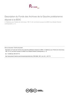 Description du Fonds des Archives de la Gauche prolétarienne déposé à la BDIC - article ; n°1 ; vol.24, pg 13-13