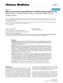Effect of an herbal extract Number Ten (NT) on body weight in rats