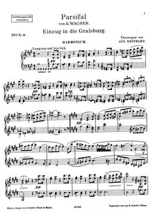 Partition Harmonium , partie, Parsifal, Wagner, Richard par Richard Wagner