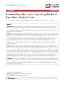 Pattern of malaria transmission along the Rahad River basin, Eastern Sudan