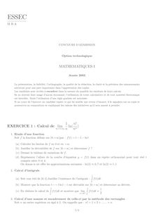 ESSEC 2003 mathematiques i classe prepa hec (ect)