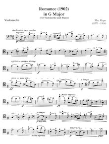 Partition de piano et partition de violoncelle, Romanze pour violon et Piano en g major (1902) par Max Reger
