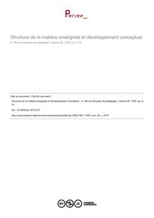 Structure de la matière enseignée et développement conceptuel  - article ; n°1 ; vol.45, pg 6-15
