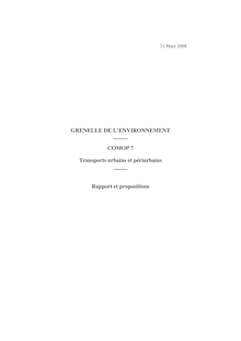 Transports urbains et périurbains. Grenelle de l environnement - Rapport du Comité opérationnel. COMOP n° 7.