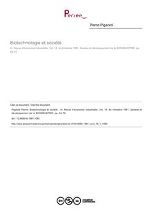 Biotechnologie et société  - article ; n°1 ; vol.18, pg 64-72