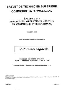 Btscomme 2004 strategie, operations, gestion en commerce international