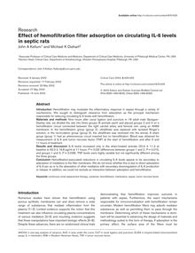 Effect of hemofiltration filter adsorption on circulating IL-6 levels in septic rats