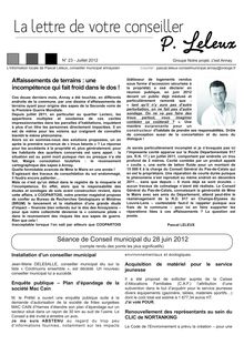 La Lettre de votre Conseiller Pascal Leleux N°23 de juillet 2012
