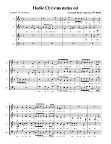 Partition complète (SATB ou AATB enregistrements), Hodie Christus natus est