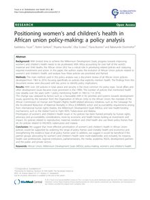 Positioning women s and children s health in African union policy-making: a policy analysis