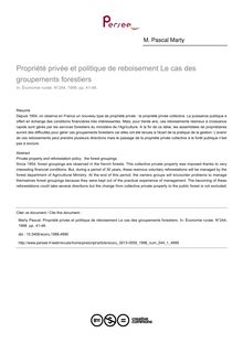 Propriété privée et politique de reboisement Le cas des groupements forestiers - article ; n°1 ; vol.244, pg 41-48