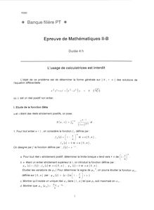 Mathématiques II-B 2004 Classe Prepa PT Banque Filière PT