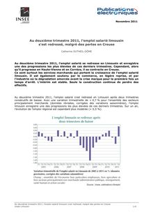 Au deuxième trimestre 2011, l emploi salarié limousin s est redressé, malgré des pertes en Creuse