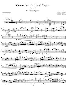 Partition de violoncelle, Concertino No.1 en C Major, Op.7