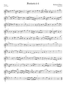 Partition ténor viole de gambe 2, octave aigu clef, fantaisies pour 4 violes de gambe