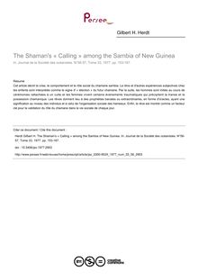 The Shaman s « Calling » among the Sambia of New Guinea - article ; n°56 ; vol.33, pg 153-167