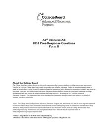 AP® Calculus AB 2011 Free-Response Questions Form B