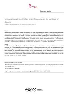 Implantations industrielles et aménagements du territoire en Algérie - article ; n°1 ; vol.55, pg 5-37