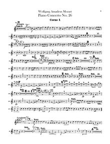 Partition cor 1, 2 (en D), Piano Concerto No.26, Krönungskonzert ; Coronation Concerto