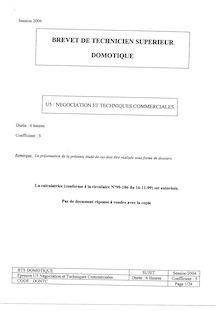Négociation et techniques commerciales 2004 BTS Domotique