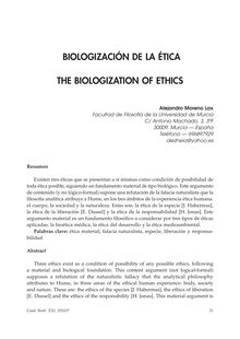 Biologización de la Ética. (The Biologization of Ethics)