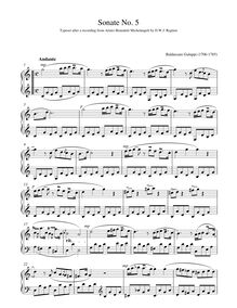 Partition , Andante, Piano Sonata No.5, Galuppi, Baldassare