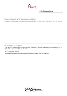 Mouvements anormaux des doigts - article ; n°4 ; vol.7, pg 104-118