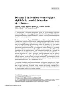 Distance à la frontière technologique, rigidités de marché, éducation et croissance - article ; n°1 ; vol.419, pg 11-30