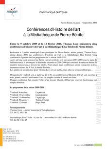 communiqué de presse -  Conférences d Histoire de l art à la ...