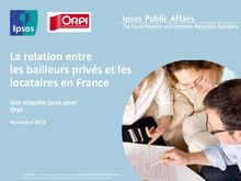 IPSOS : La relation entre les bailleurs privés et les locataires en France