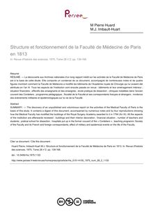 Structure et fonctionnement de la Faculté de Médecine de Paris en 1813 - article ; n°2 ; vol.28, pg 139-168