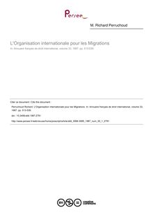 L Organisation internationale pour les Migrations - article ; n°1 ; vol.33, pg 513-539