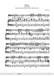 Partition violoncelle et partition de piano, valses, Chopin, Frédéric