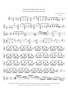 Partition en option Cadenza pour violon 1, Concerto  Sinfonia  per archi e continuo