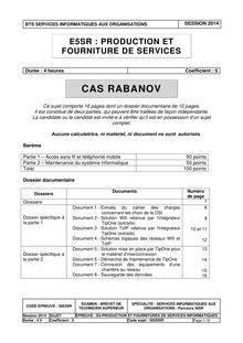 BTS SIO - E5SR - 2014 - Métropole - Cas Rabanov