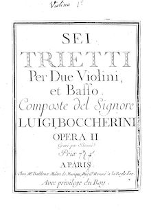 Partition violon 1, 6 corde Trios, G.77-82, Boccherini, Luigi