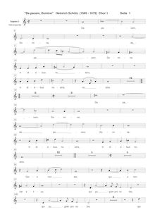 Partition chœur 1: Soprano 1, Da pacem, Domine, Schütz, Heinrich