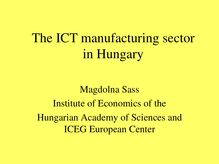 The ICT manufacturing sector in Hungary