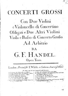 Partition violoncelle/basson, Instrumental-Concerte. Op.3, Handel, George Frideric