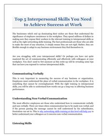 Top 5 Interpersonal Skills You Need to Achieve Success at Work