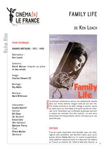 Family Life de Loach Ken