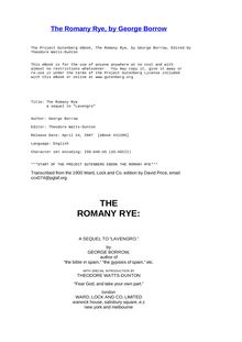 The Romany Rye - a sequel to "Lavengro"