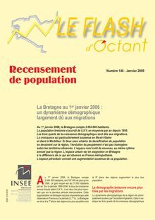 La Bretagne au 1er janvier 2006 : un dynamisme démographique largement dû aux migrations (Flash d Octant n°146)