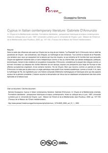 Cyprus in Italian contemporary literature: Gabriele D Annunzio - article ; n°1 ; vol.31, pg 147-155