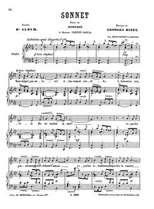 Partition complète (F minor: haut voix et piano), Sonnet